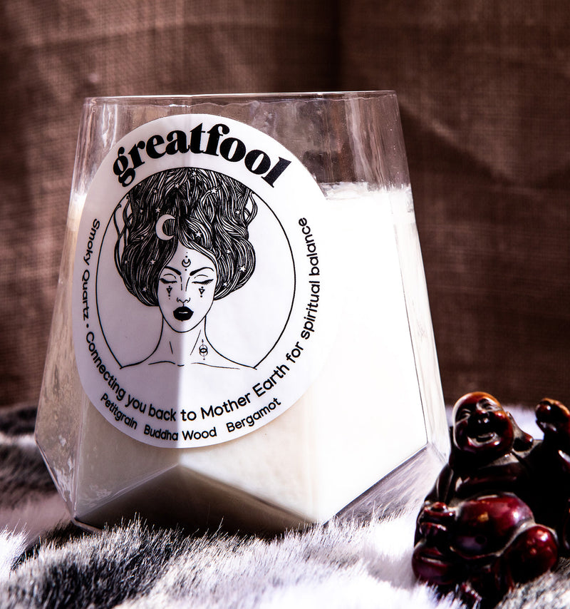 Great Fool -Lock Stock & Smoky Quartz - Crystal candle