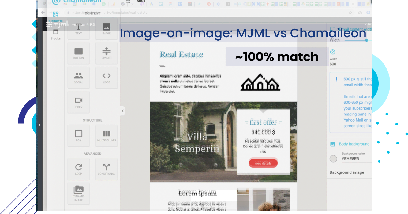 Flawless html rendering match with Chamaileon